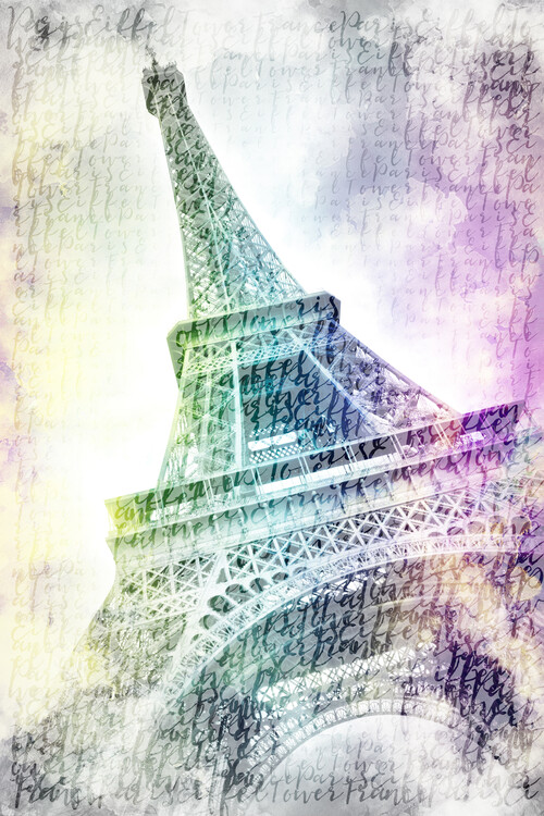 Poster PARIS Watercolor Eiffel Tower