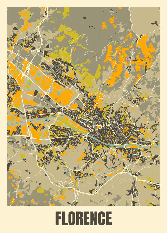 Plakát City map of Florence, Italy
