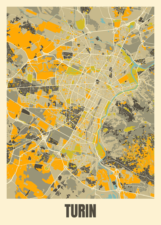 Poster City map of Turin, Italy