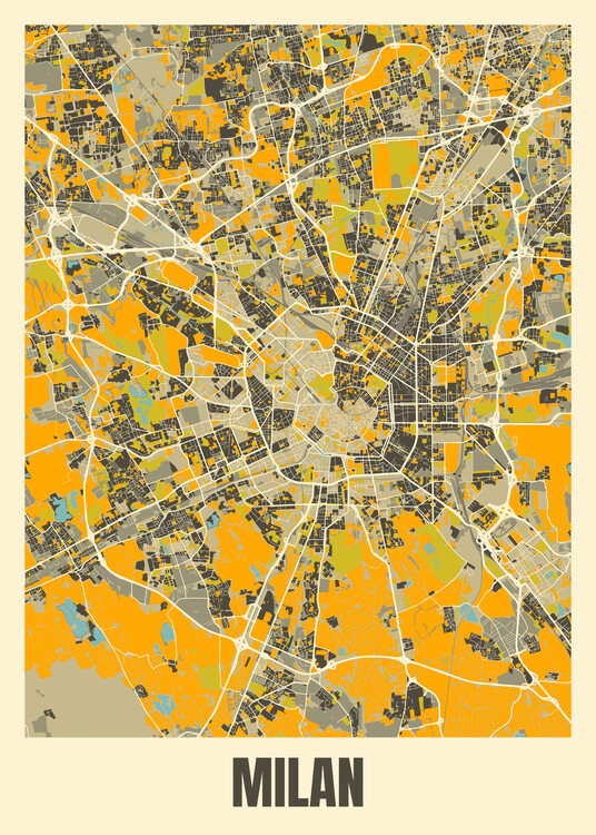 Poster City map of Milan, Italy