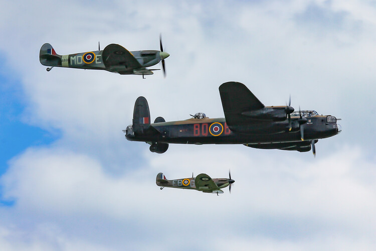 Poster BBMF Lancaster Bomber and Spitfires