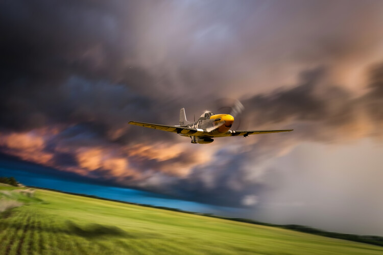 Poster P51 Mustang Low Level