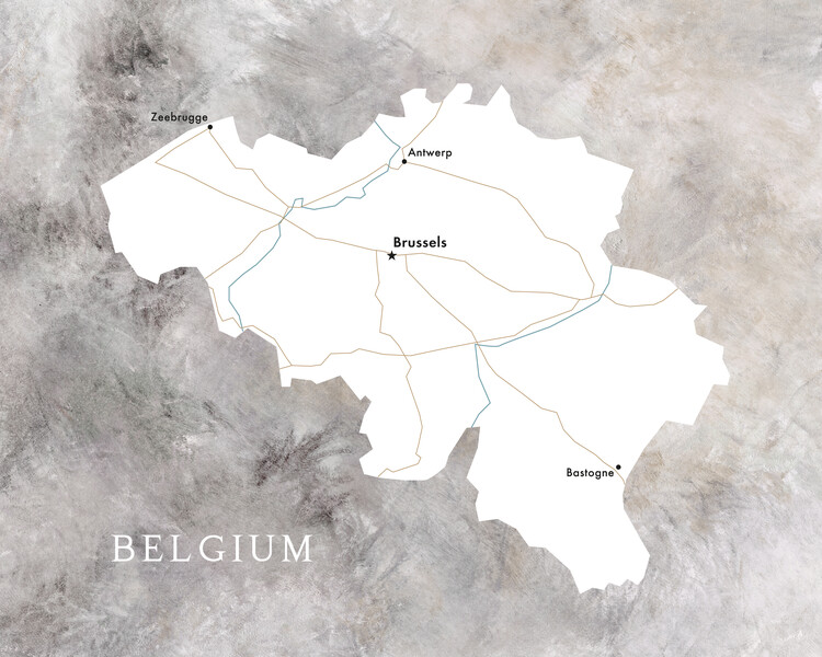 Poster Map of Belgium in neutrals