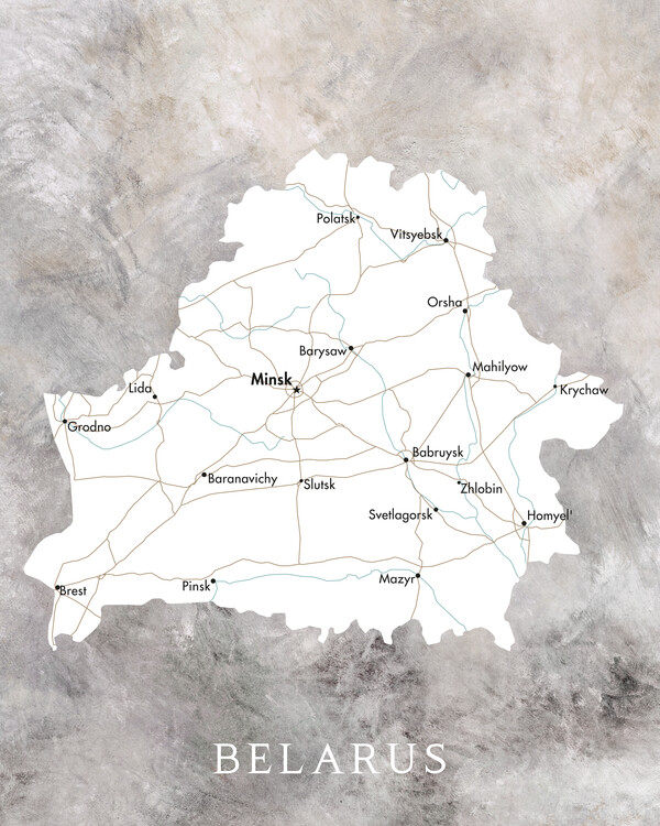 Poster Map of Belarus in neutrals
