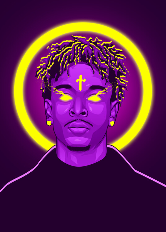 Poster 21 Savage Neon Art Rapper