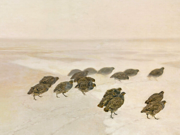 Canvas Print Partridges in the Snow - Józef Chelmoński