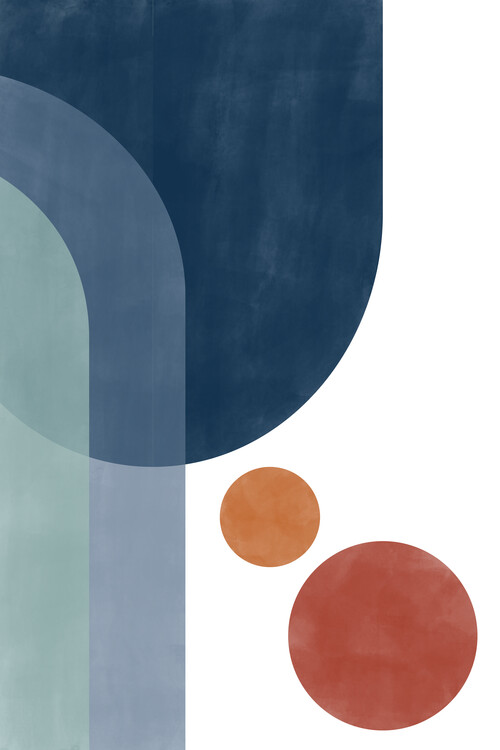 Canvas Print Blue & Rust Retro Poster