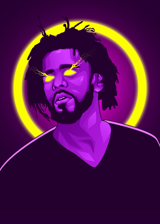 Poster J Neon Art Rapper