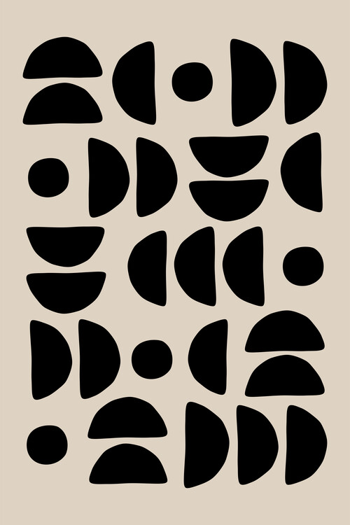Póster Beige & Black Semicircles Poster