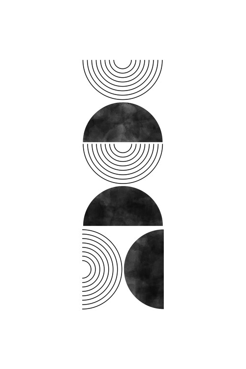 Плакат Black & White Semicircles Art