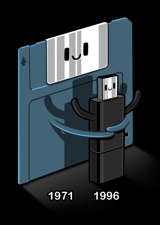 Плакат diskette and pendrive