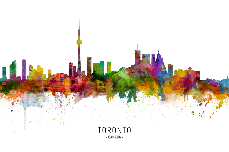 Плакат Toronto Canada Skyline Cityscape Painting Watercolor