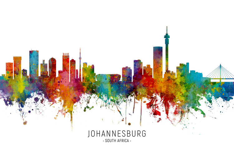 Плакат Johannesburg South Africa Skyline Cityscape Painting Watercolor