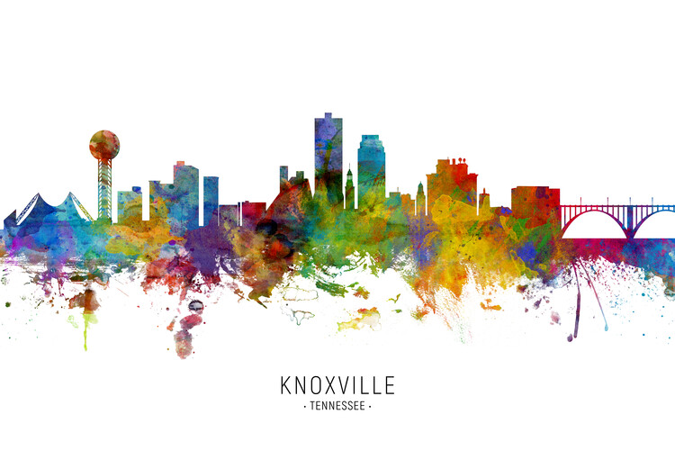 Плакат Knoxville Tennessee Skyline Cityscape Painting Watercolor