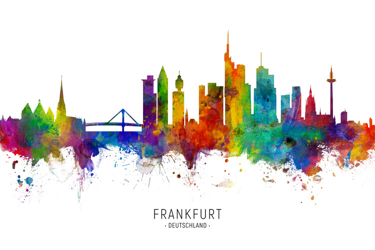 T-shirt Frankfurt Deutschland Skyline Cityscape Painting Watercolor