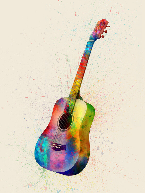 Poster Acoustic Guitar Painting Watercolor
