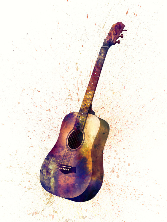 Poster Acoustic Guitar Painting Watercolor