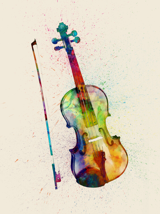 Poster Violin Painting Watercolor