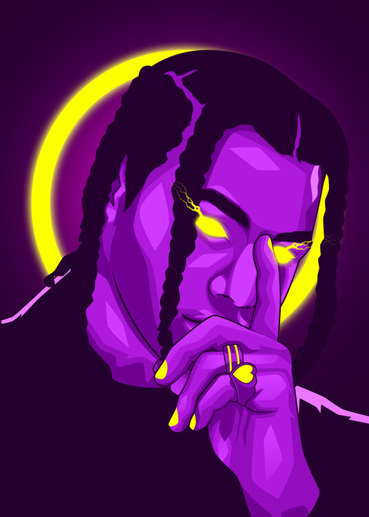 Poster 24kGoldn Neon Art Rapper