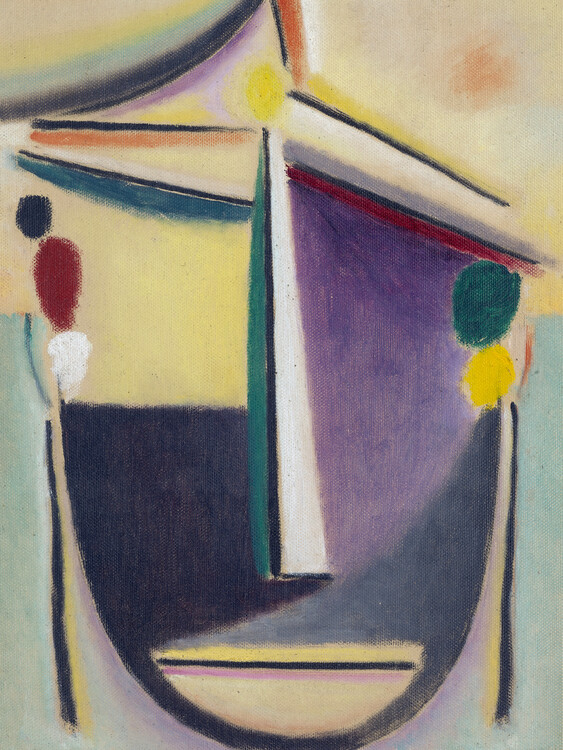Poster Abstract Head (Abstract Portrait Painting in Yellow & Purple) - Alexej von Jawlensky