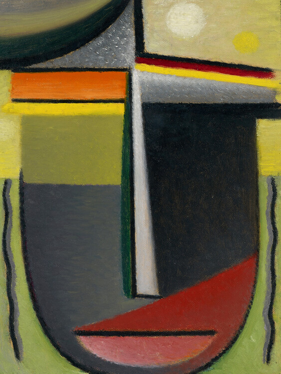 Tableau sur toile Inner Vision (Abstract Portrait Painting in Green & Gold) - Alexej von Jawlensky