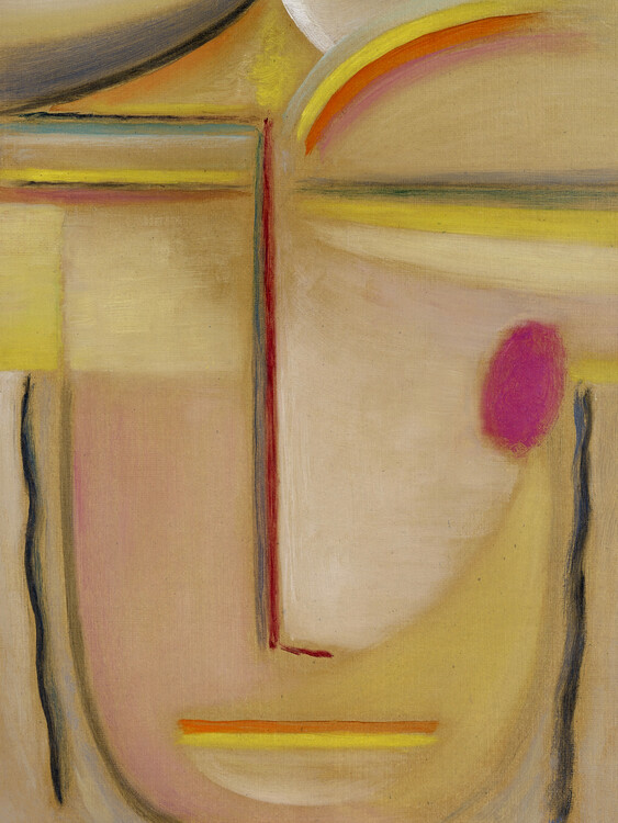Poster Abstract Head (Abstract Portrait Painting in Pink & Gold) - Alexej von Jawlensky