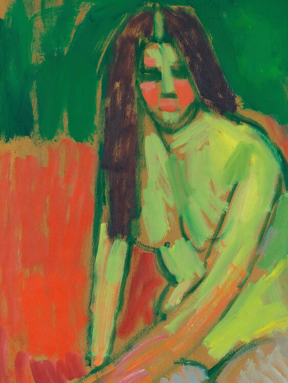 Картината върху платно Nude Woman in Green (Vintage Female Portrait) - Alexej von Jawlensky