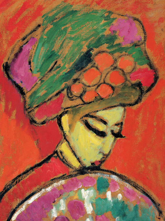 Poster Young Girl with a Flowered Hat