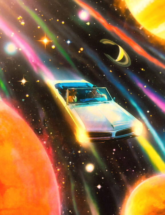 Poster When The Light Gets In - Retro-Futuristic Rainbow Space Art