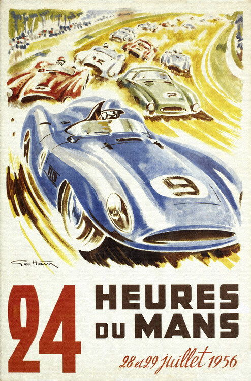 Plakat Vintage 1956 Le Mans auto racing poster