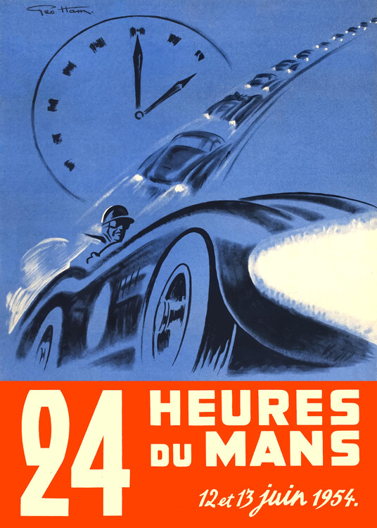 Poster Vintage 1954 24 Hours of Le Mans poster