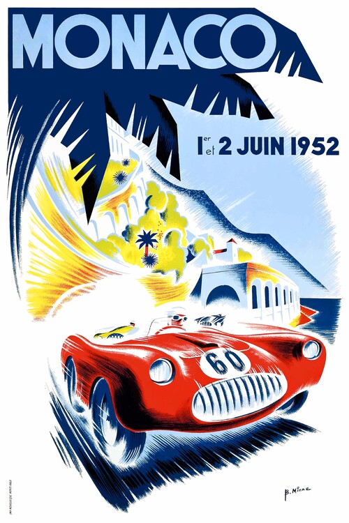Poster Monaco, 1952 Grand Prix Automobile Race Poster