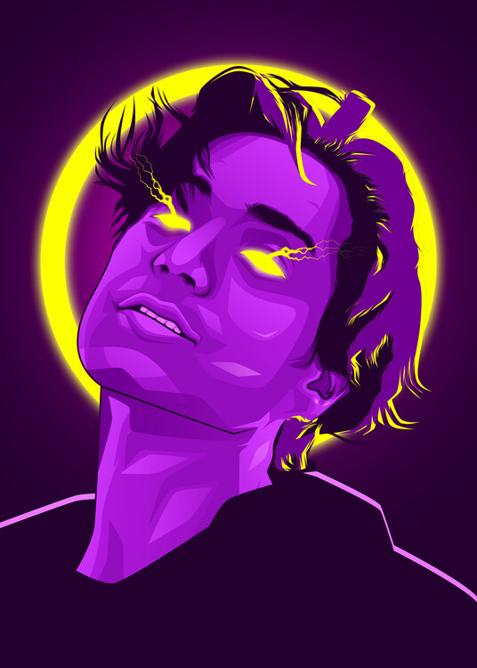 Poster Lil Huddy Neon Art Rapper