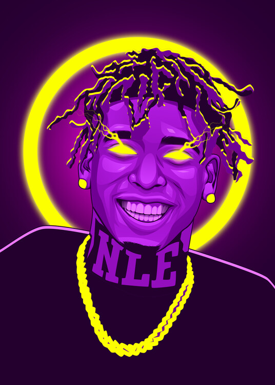 Poster NLE Choppa Neon Art Rapper