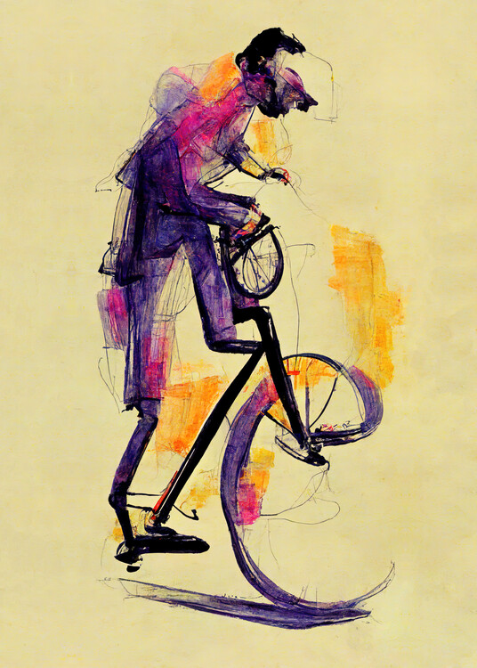 Poster Rowerzysta abstrakcja