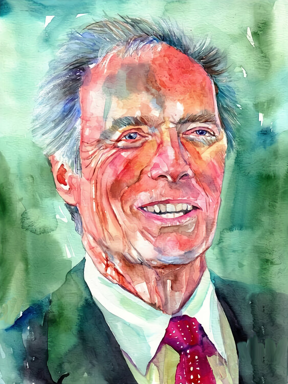 Плакат C. Eastwood Portrait Watercolor