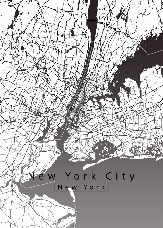 Plakat New York City Map white