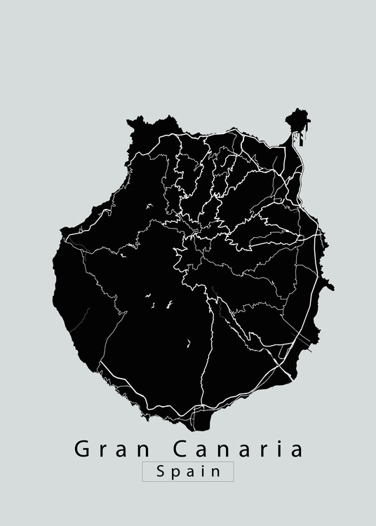 Plakat Gran Canaria Island Map black