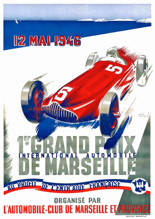 Poster 1946 Marseille Grand Prix Racing Poster