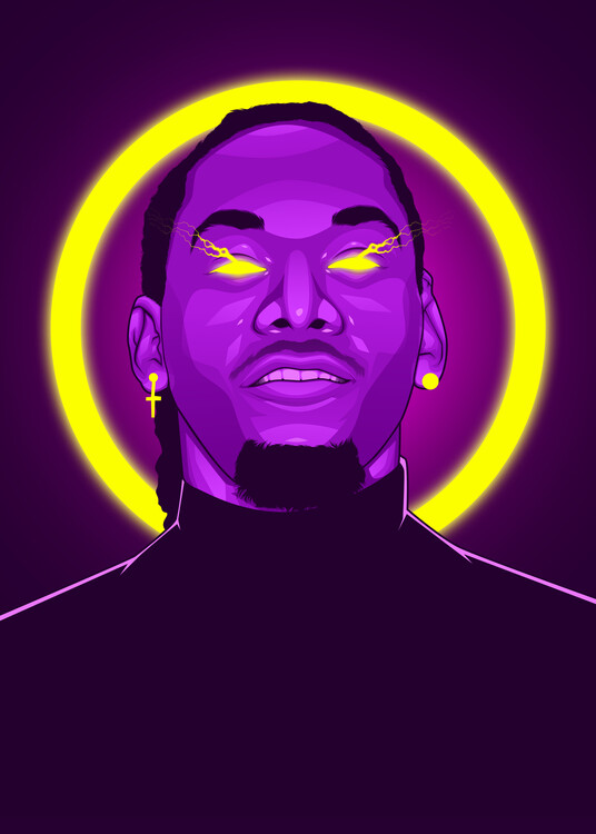 Poster Offset Neon Rapper