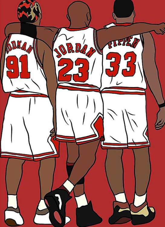 Poster Rodman, michael J and pippen