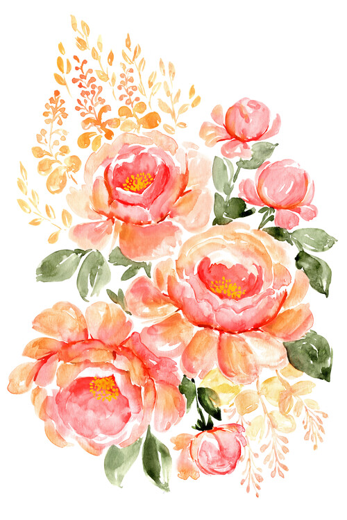 Poster Georgette loose watercolor bouquet