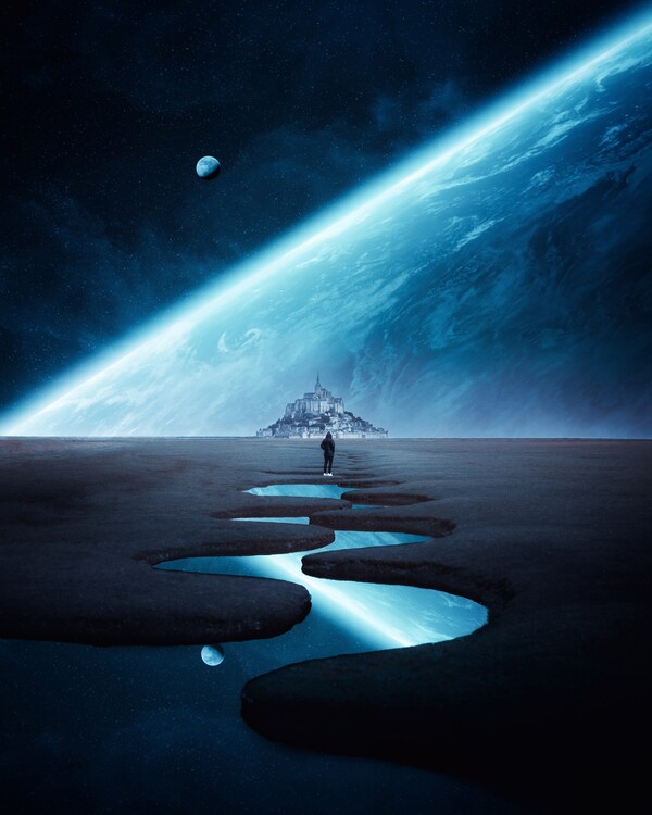 Plakat Mont Saint-Michel and its reflection planet