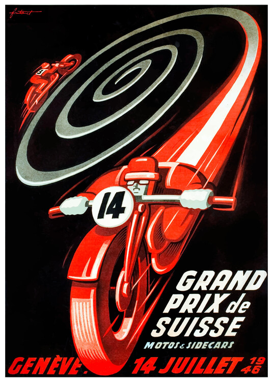 Poster 1946 Swiss Grand Prix, Grand Prix des Nations advertising poster.
