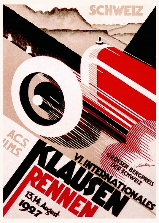 Canvas Print Schweiz Klausen Rennen Vintage Auto Racing  Poster
