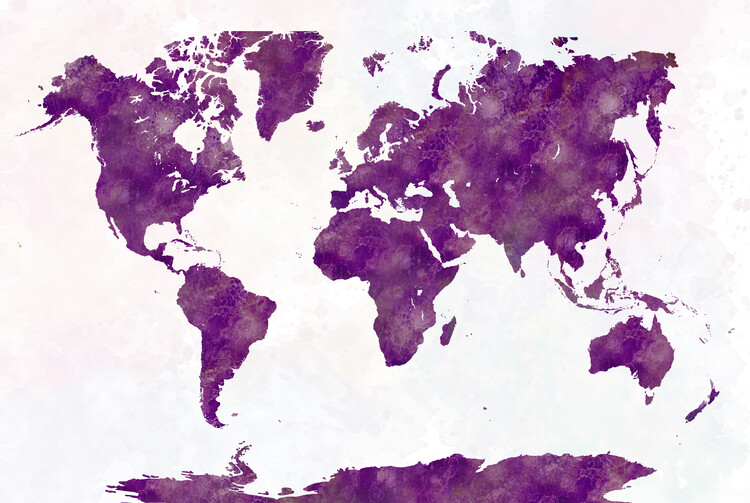 Poster Watercolor world map
