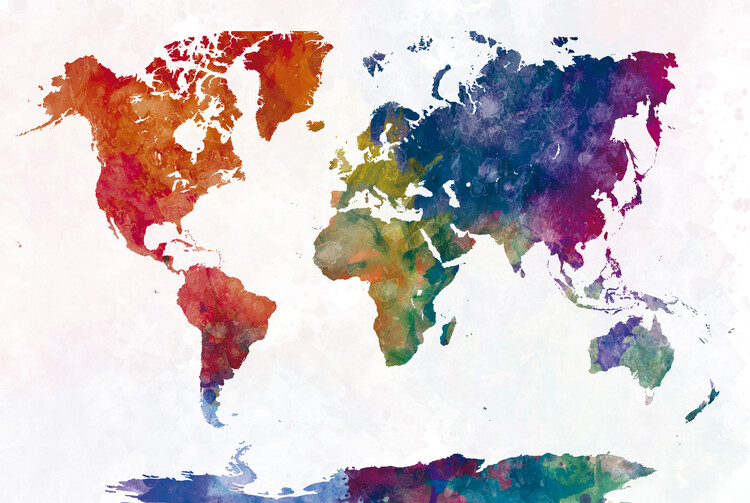 Poster Watercolor world map
