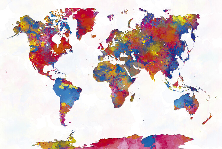 Poster Watercolor world map