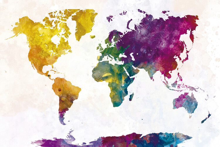 Poster Watercolor world map