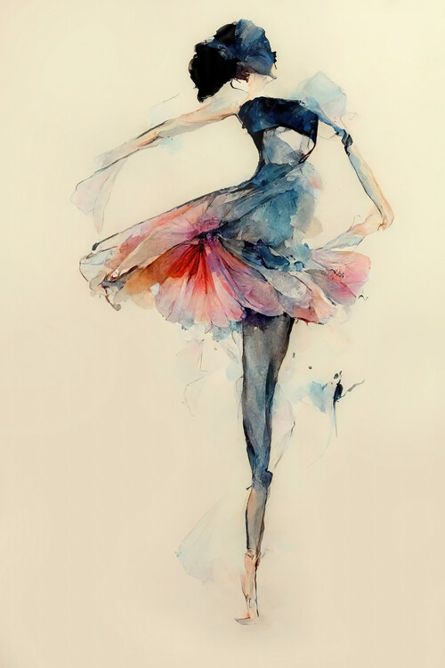 Poster Ballerina watercolor